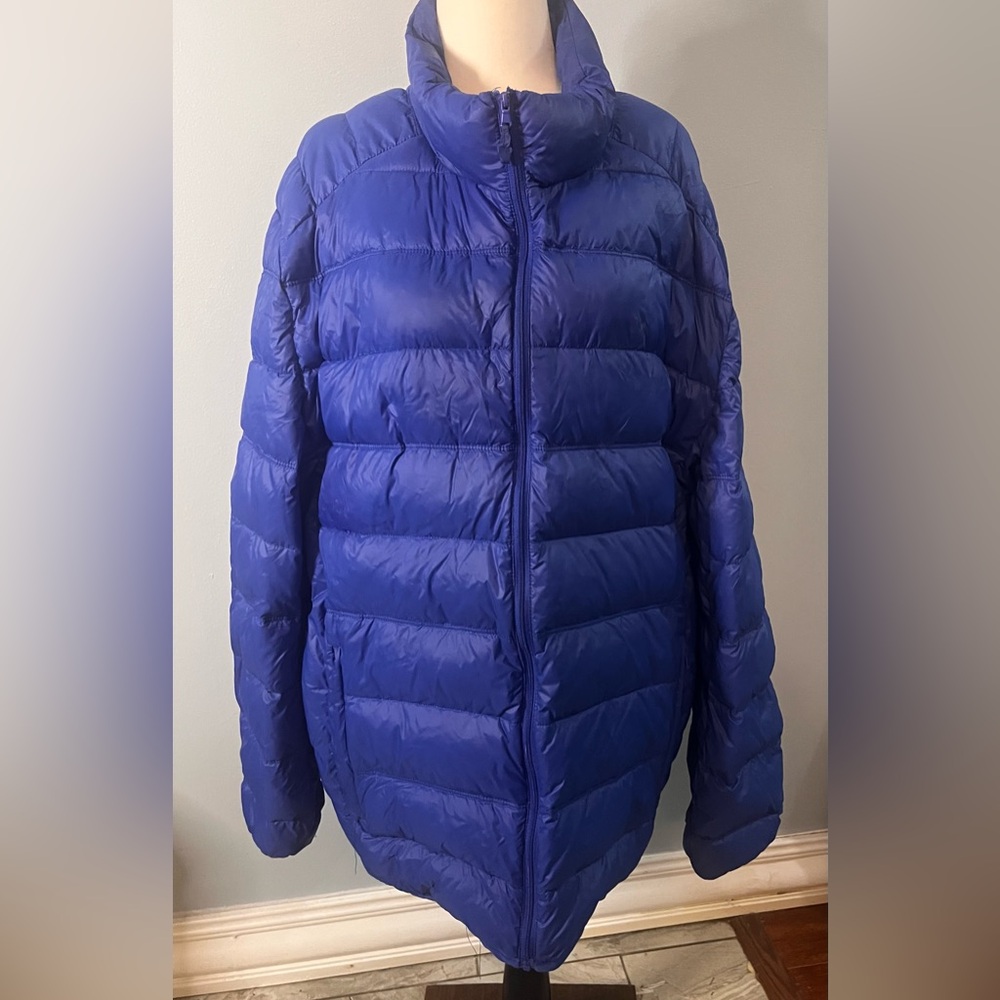 Bright Blue Down Jacket Lots of Length!